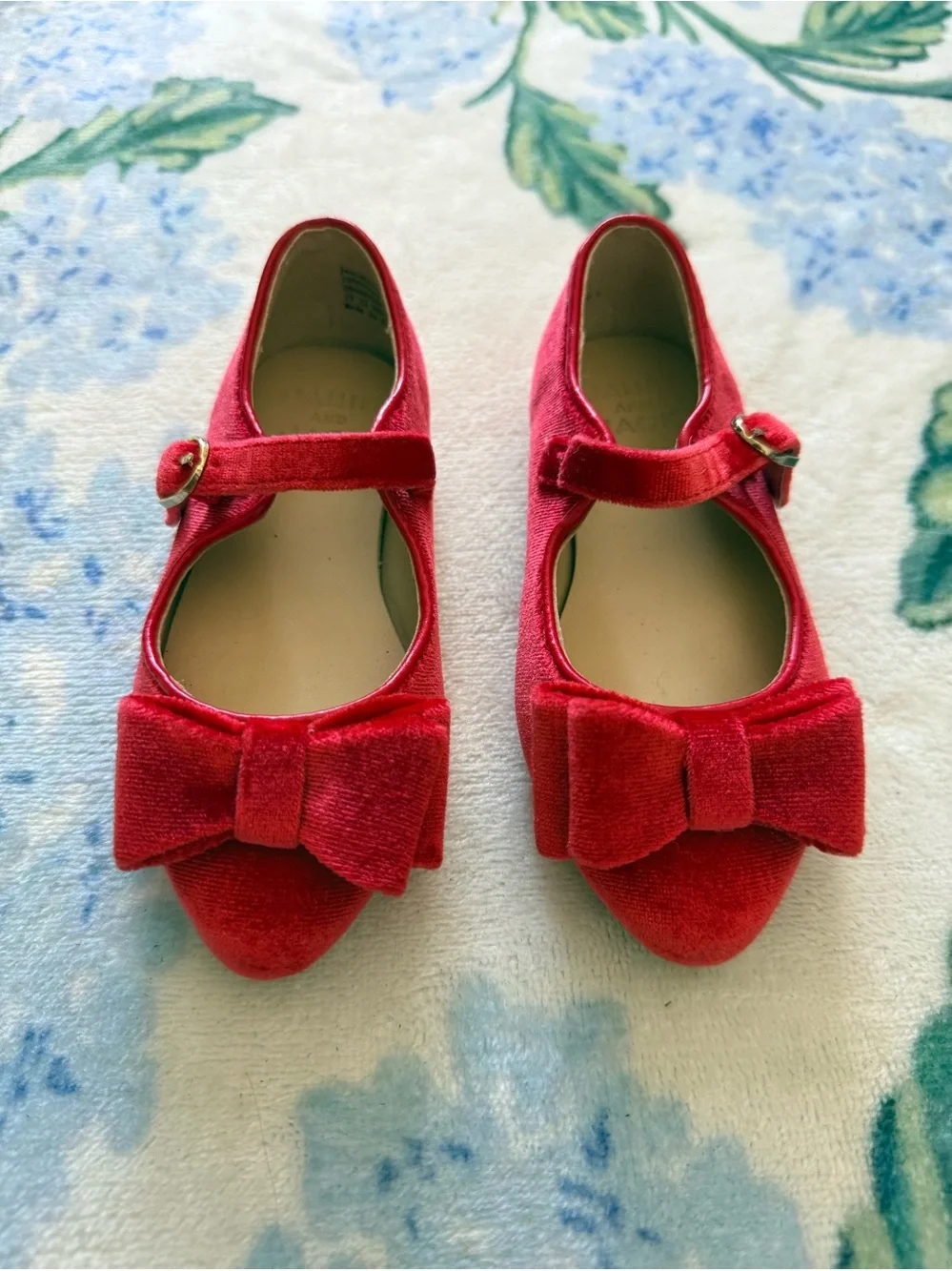 Janie and Jack Toddler Red Velvet Bow Mary Jane Shoes